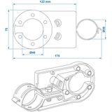 Pro Plus Stekkerdooshouder - Metaal 16 x 7 x x cm - Zwart - Geschikt voor 7 en 13 Polige Stekkerdoos