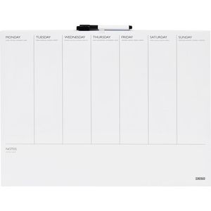 DESQ® Weekplanner 40 x 50 cm - horizontale lay-out, frameloos, whiteboard-marker, magnetisch, droog afwisbaar, Duits