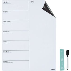 Whiteboard Sticker Magnetic Weekly Planner Whiteboard, Dry Erase Message Board Decal Vinyl Wallpaper Roll for Office Home School (A4