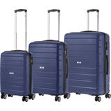 TravelZ Big Bars Kofferset - Trolleyset 3-delig met TSA-slot - Blauw