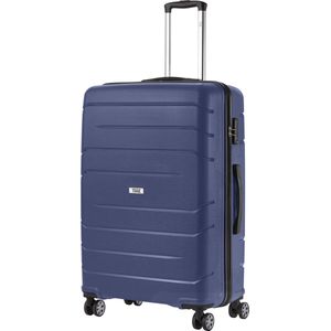 TravelZ Big Bars Grote Reiskoffer 78 cm - 106 ltr Trolley met TSA-slot en dubbele wielen - Blauw