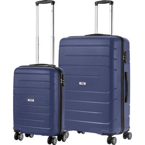 TravelZ Big Bars Kofferset - Trolleyset TSA 2-delig - Handbagage 35L en Grote Koffer 106L - Blauw