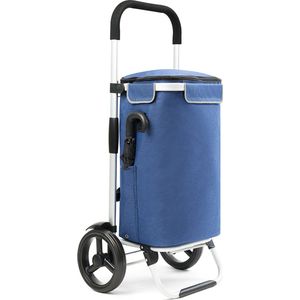 Shoppingcruiser Allround Boodschappentrolley - Opvouwbare Boodschappenwagen met koelvak - Afneembare schoudertas - Blauw