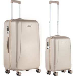 CarryOn Skyhopper Kofferset – TSA Handbagage + Reiskoffer 78cm – Dubbele wielen - Champagne