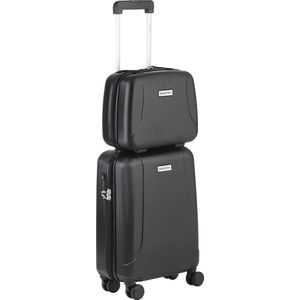 CarryOn Skyhopper Handbagage koffer met Beautycase - 2 delige Kofferset Make-up koffer en Reiskoffer 55cm - (zwart)