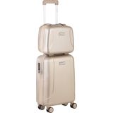 CarryOn Skyhopper Handbagage en Beautycase - 55cm TSA Trolley en Make-up koffer - Champagne