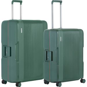 CarryOn Protector Luxe Kofferset met kliksloten - TSA Trolleyset Middenmaat 67Ltr + 105 Ltr Grote koffer - Groen
