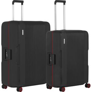 CarryOn Protector Luxe Kofferset met kliksloten - TSA Trolleyset Middenmaat 67Ltr + 105 Ltr Grote koffer - Zwart