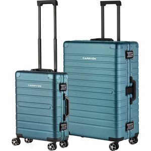 CarryOn Kofferset ULD - Luxe Aluminium Handbagage koffer 55cm + 76cm grote reiskoffer - Dubbel TSA slot - Blauw