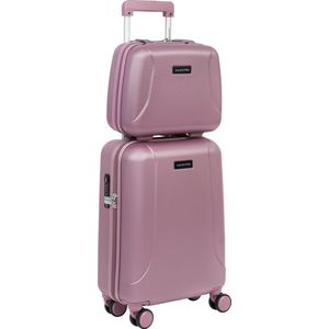 CarryOn Skyhopper Handbagage en Beautycase - 55cm TSA Trolley en Make-up koffer - Old Pink