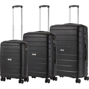 TravelZ Big Bars Kofferset - Trolleyset 3-delig met TSA-slot - Zwart