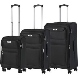 TravelZ Softspinner TSA Kofferset - 3-delige zachte Trolleyset - Blauw (zwart, XXL)