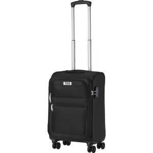 TravelZ Softspinner Zachte Handbagage koffer 55cm met TSA-slot - 38 Ltr Reiskoffer met voorvak – Zwart