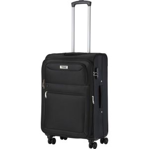 Travelz Softspinner TSA Middenmaat Reiskoffer 67cm - Met expander 74+11 Ltr - Zwart