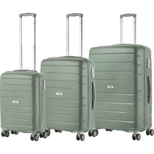 TravelZ Big Bars Kofferset - Trolleyset 3-delig met TSA-slot - Olijf