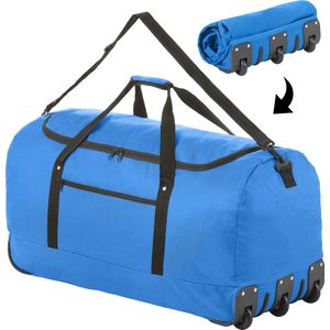 TravelZ Opvouwbare Wieltas - Reistas met wielen 100 Liter - Verbeterd 2023 model - Blauw