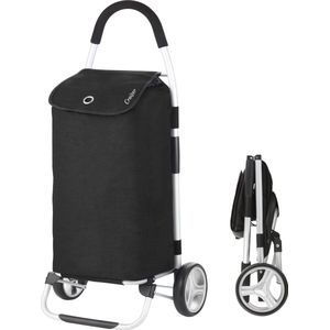 Shoppingcruiser Foldable - Boodschappenwagen Opvouwbaar 45 liter - Afneembare boodschappentas - Zwart