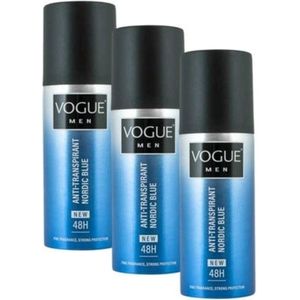 Vogue Men Nordic Blue - 48H Deodorant - 3 x 150 ml - Voordeelverpakking