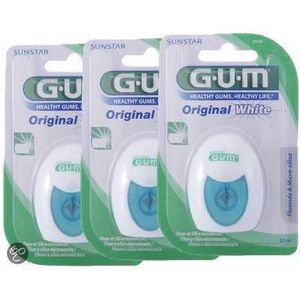 Gum Original White - 3 x 30 stuks - Flosdraad - Voordeelverpakking