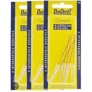 Duodent Interdentale Borstel Fine 0.9 mm - 3x 6 st - Rager - Voordeelverpakking