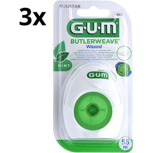Gum Butterweave Waxed Mint -3x 55 m - Flosdraad - Voordeelverpakking