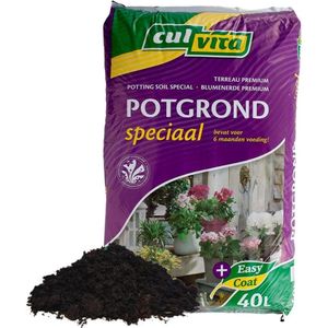 Culvita | Potgrond Speciaal + 6 maanden voeding 40 L | Premium grond voor kamerplanten & tuinplanten