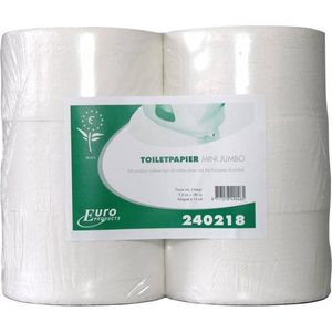 Toiletpapier Euro Products Q5 mini jumbo 2l recycled 180m wit 240218