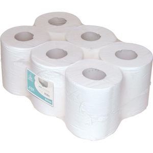 Euro Products Midi poetsrol Cellulose wit 1-laags 300mx20cm 6 rollen ECO (P53530)