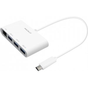 Macally UCHUB3GB USB-C naar 3-poort USB-A en 1-poort Gigabit Ethernet-adapter voor MacBook, MacBook Pro