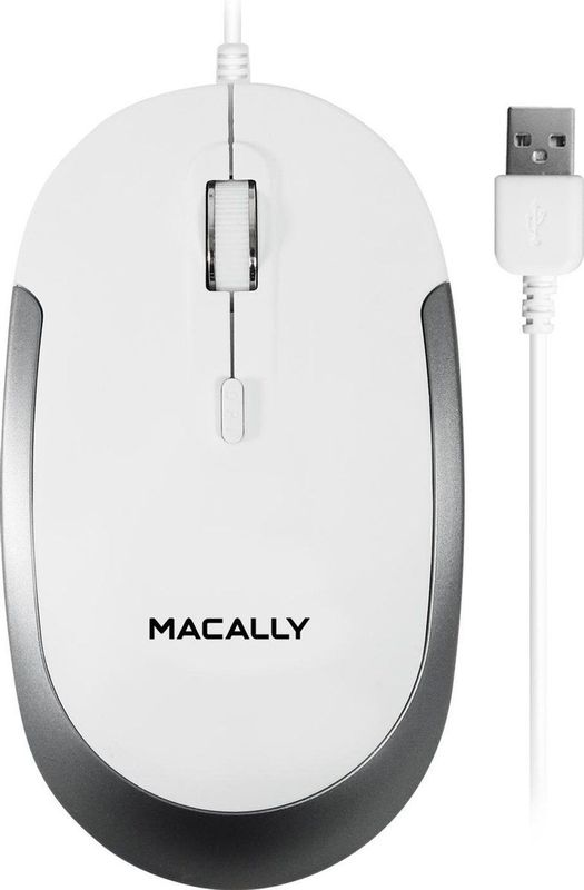 Macally DYNAMOUSE-W Optische bedrade USB-A-muis met een stille klik - Wit