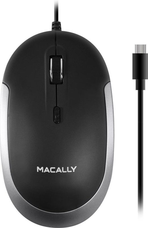 Macally UCDYNAMOUSE-SG Optische bedrade  USB-C-muis met een stille klik - Zwart/Spacegray