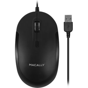 Macally DYNAMOUSE-B Optische bedrade USB-A-muis met een stille klik - Zwart