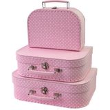 Kofferset polkadot roze (3 st)