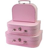 Kofferset polkadot roze (3 st)