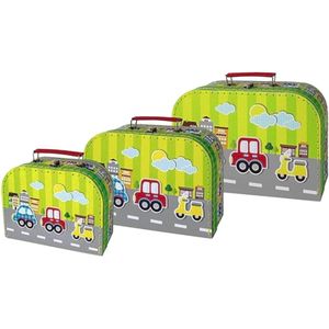 Simply for Kids 3-delige Kofferset Voertuigen