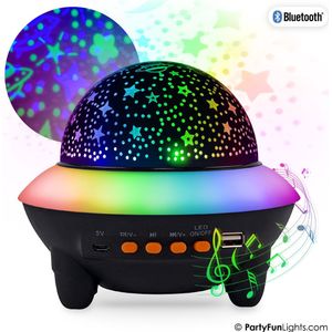 PartyFunLights - Bluetooth UFO Party Speaker - lichteffecten - ingebouwde accu - met afstandsbediening - sterren projector lamp