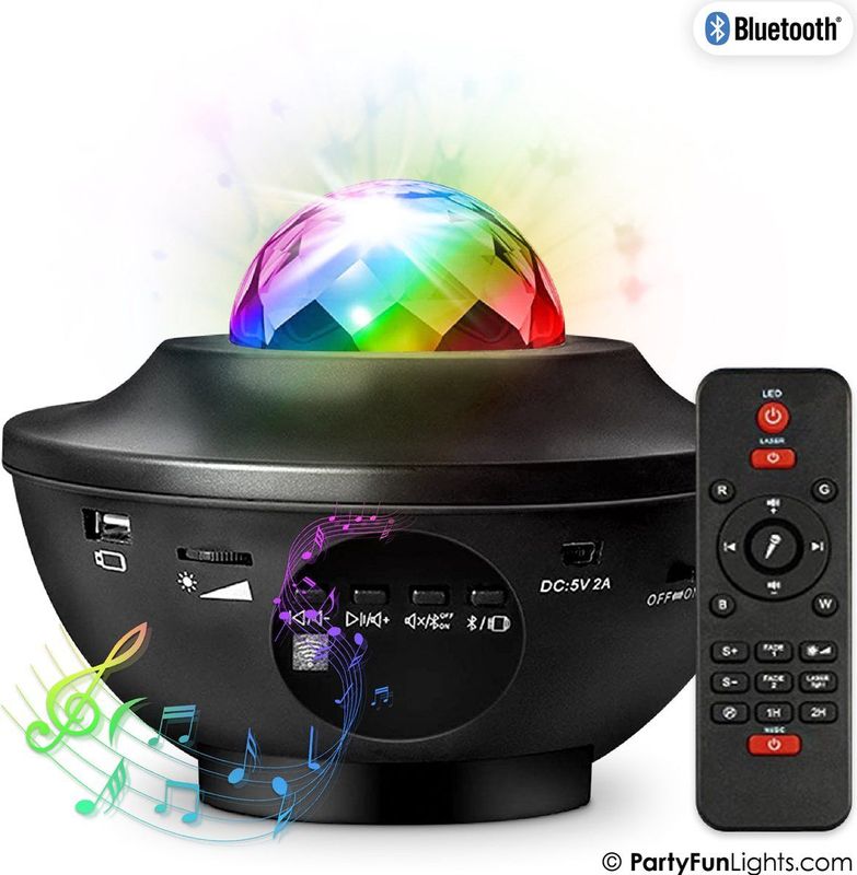 PartyFunLights - Bluetooth Starlight Party Speaker met Laser Projector - Afstandsbediening - 21 Effecten - Projector lamp
