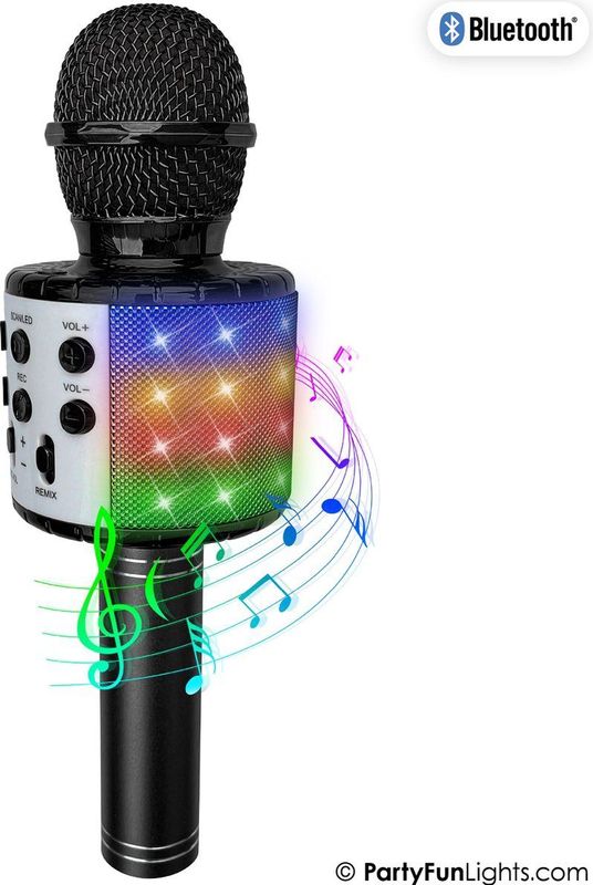 PartyFunLights - Bluetooth Karaoke Microfoon - incl. luidspreker - met lichteffecten - echo effect