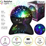 PartyFunLights - Draadloze Bluetooth Nightlight Speaker - lichteffecten - oplaadbare accu - sterren projector lamp