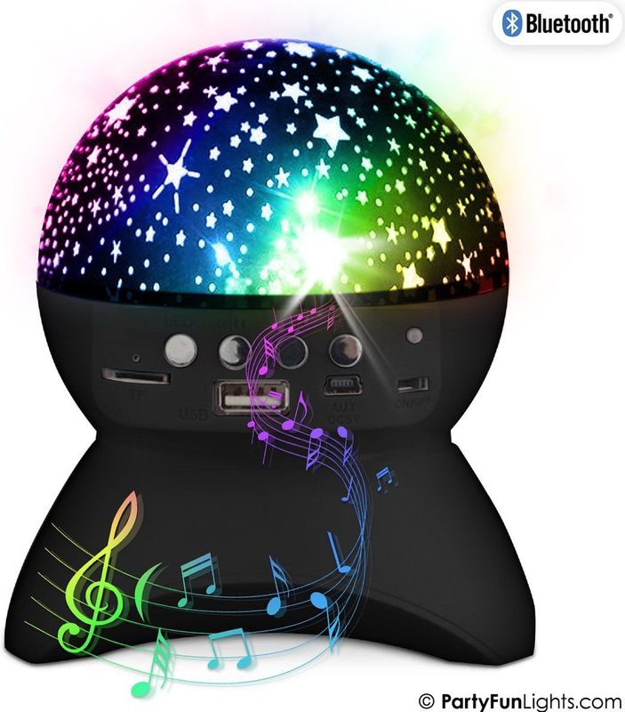 PartyFunLights - Draadloze Bluetooth Nightlight Speaker - lichteffecten - oplaadbare accu - sterren projector lamp