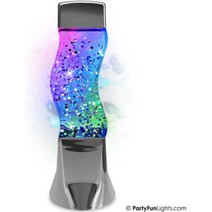 PartyFun Lights Tafellamp Glitter LED colour changing werkt op 3xAA batterijen en USB H25,5cm multi Kunststof PartyFun Lights Tafellamp
