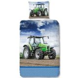 Good Morning - Flanellen Kinderdekbedovertrek - Groen - 140x220 cm + 1 Kussensloop 60x70 cm