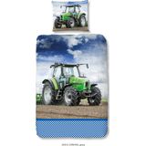 Good Morning - Flanellen Kinderdekbedovertrek - Groen - 140x220 cm + 1 Kussensloop 60x70 cm