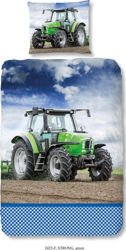 Good Morning - Flanellen Kinderdekbedovertrek - Groen - 140x220 cm + 1 Kussensloop 60x70 cm