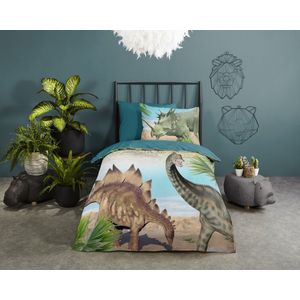 Dinosaurus dekbedovertrek - eenpersoons - 140 x 200 cm -70 x 90 cm - Katoen