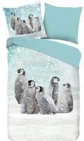 good morning Kinderbettwäsche "Pengu", Biber, 135x200, Weich, Warm, Reißverschluss, Wendeoptik, Kind, Winter