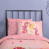 Good Morning Kinderdekbedovertrek "eenhoorn met regenboog" Multi Katoen