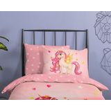 Good Morning Kinderdekbedovertrek "eenhoorn met regenboog" Multi Katoen