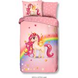 Good Morning Kinderdekbedovertrek "eenhoorn met regenboog" Multi Katoen