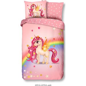 Good Morning Kinderdekbedovertrek "eenhoorn met regenboog" Multi Katoen